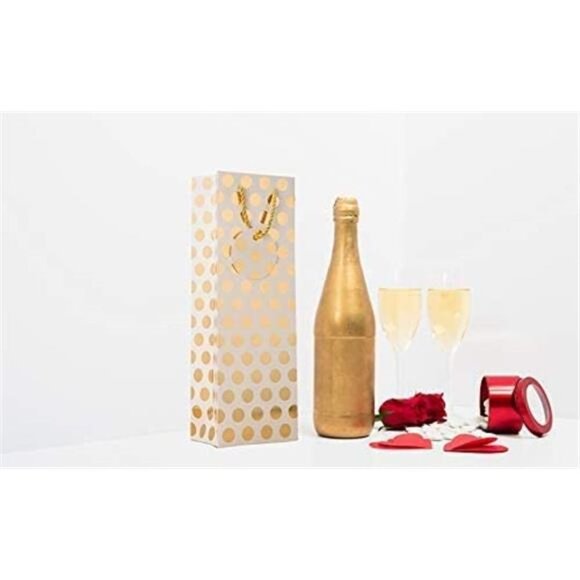 12PCS Metallic Gold Sliver Foil Champagne Wine Gift Bags Bulk 14 x4.75x3.5 Inch - Picture 3 of 6